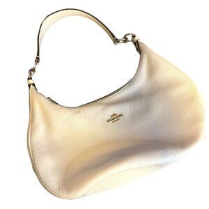 Coach Pebbled Leather Harley East West Hobo Purse Handbag White Signature
